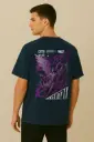 Unisex Acid Wash Back-Print T-Shirt | Nevy Blue | All Sizes