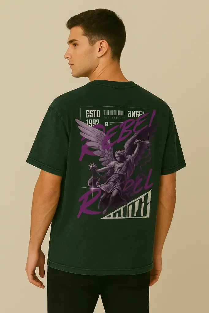 Unisex Acid Wash Back-Print T-Shirt | Green | All Sizes