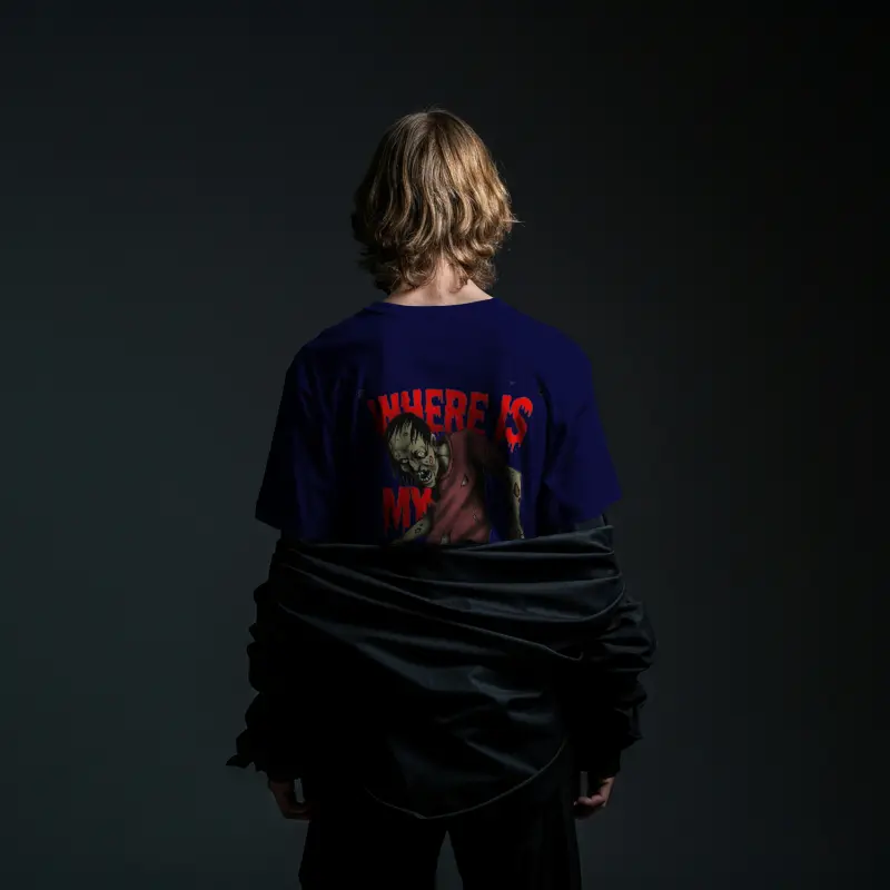 Unisex Oversized Standard T-Shirt – Zombie Print | Nevy Blue | All Sizes