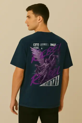 Unisex Acid Wash Back-Print T-Shirt | Nevy Blue | All Sizes