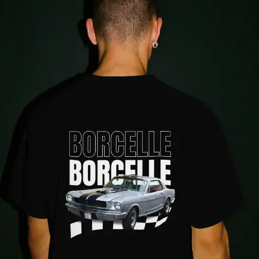 Unisex Oversized Graphic T-Shirt – Classic Car Back Print (Black)